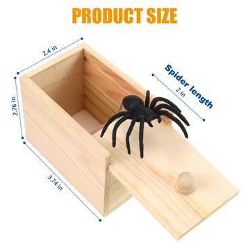 Xmoyaas Wooden Spider Prank Box, Rubber Spider Hidden In A Box Fun Prank Handicraft, Original Spider Trick Box, Christmas, April