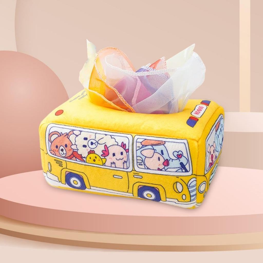 Bnf Baby Tissue Box With 10 Hand Towel Bus Drawer For Preschool Toddlers Infants Yellowbaby | Toys For Baby | Developmental Baby