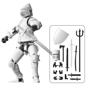 MEIEST Knight protective covering Action Figure Multi-Jointed Movable Robot Mannequin T13 Multiple Accessories  Desk Decoration  Creative Gifts (White)