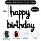 Toniful Black Happy Birthday Balloons Banner, 16 Inch Mylar Foil Script/Cursive Letters Birthday Sign Banner Balloon Reusable Ma