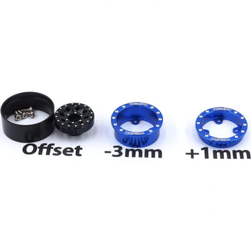 Hobbysoul Adjustable Offset Rc 1.0 Wheels And Tires, 1/24 Tires & Heavy 1.0 Beadlock Wheels Blue Black For 1:24 Rc Crawler Axial