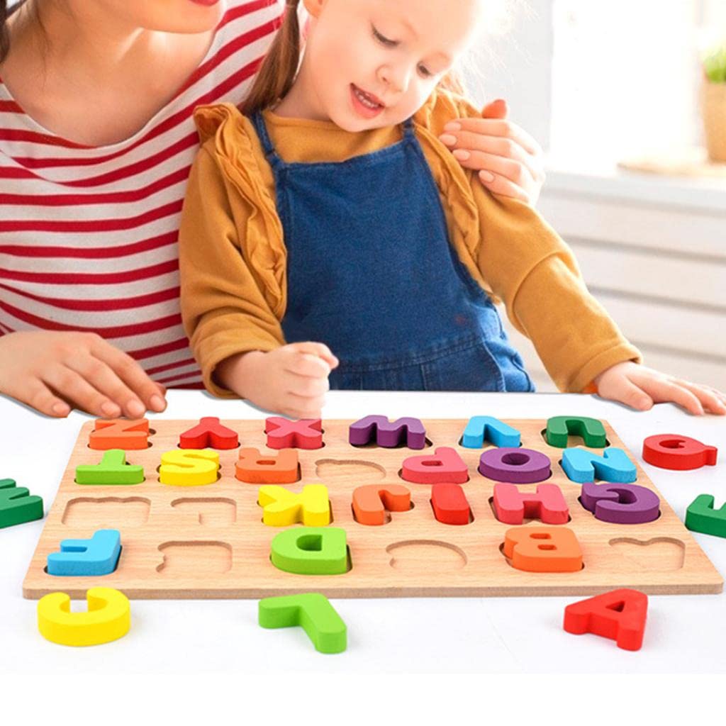 Merishopp Wooden Puzzle Board Toys Senses Educational Alphabet Number Recognition Style 2| Baby Learning Toy | Infant Activity T