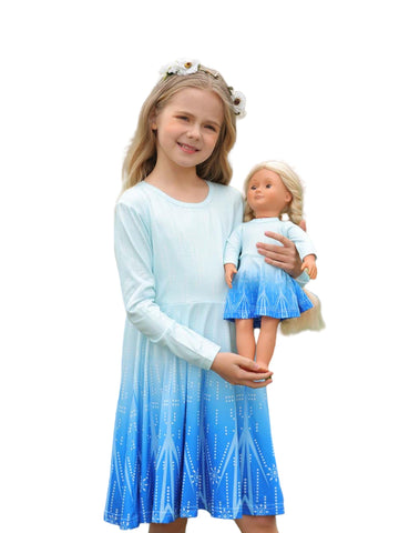 Bow Dream Cute Girl Dress And Matching American Girl Doll Clothes Accessories For Girls Dresses Size 130