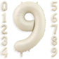 40 Inch Cream White 9 Balloon Numbers, Large Number 9 Balloon Foil Helium Number Balloons, Big 9 Mylar Birthday Balloons for Boy