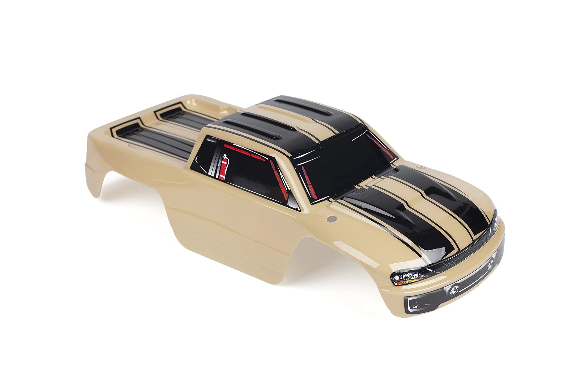 Summitlink Custom Body Compatible For 1/10 Scale Rc Car Or Truck (Truck Not Included) (Sand Color Racing Stripes)