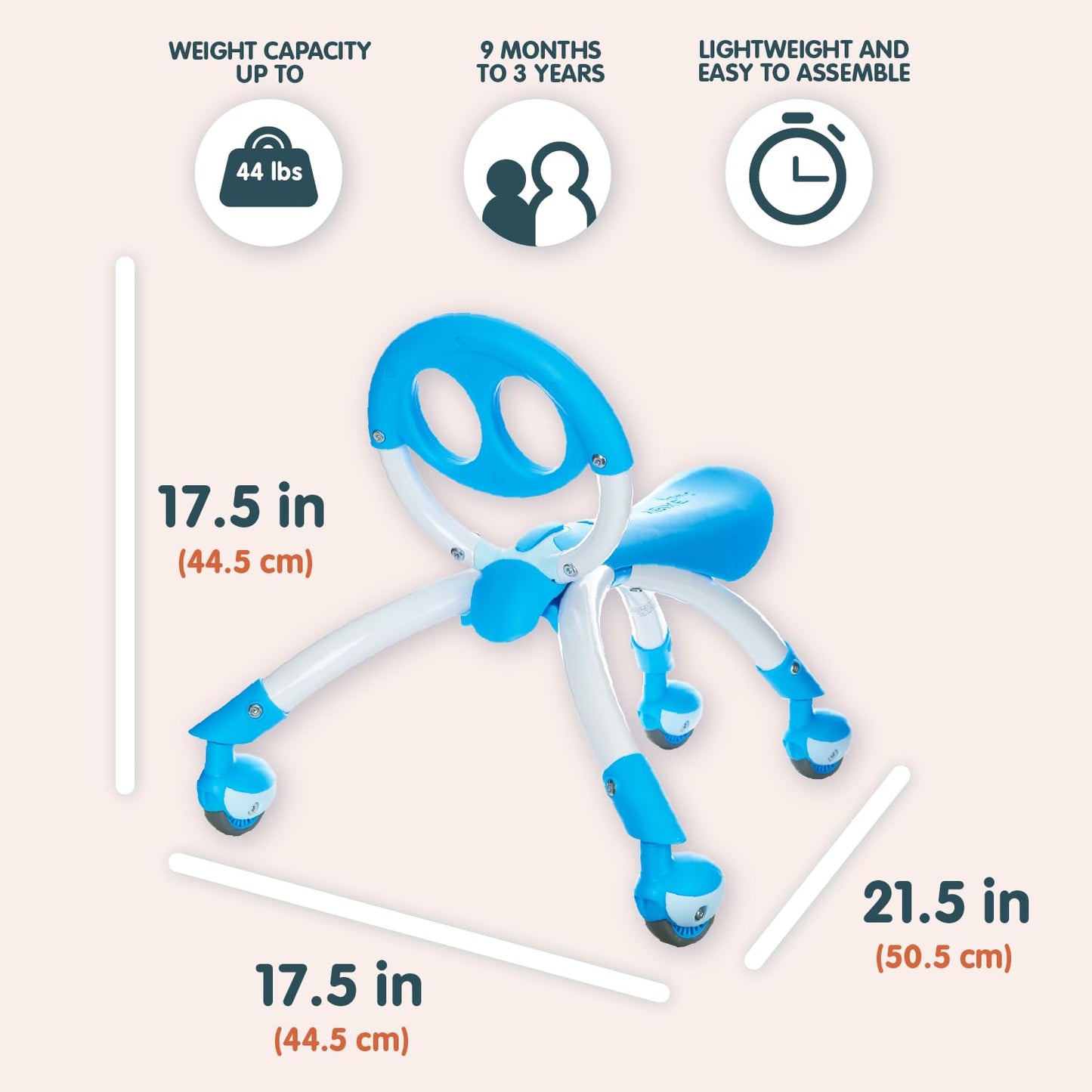 YBIKE Pewi Walking Ride On Toy for 9 Months to 3 Years, Model YPIW3, Blue, One Size