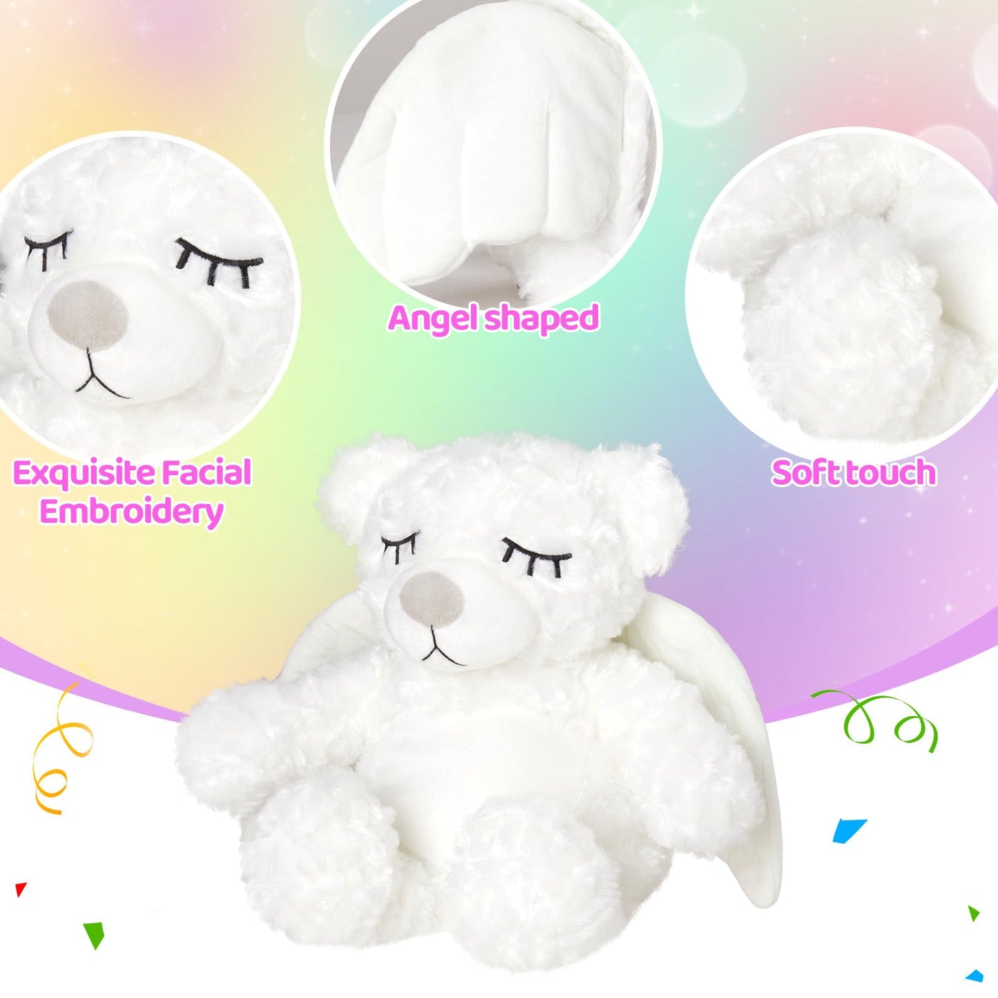 Athoinsu Light Up Angel Teddy Bear Stuffed Animal Led Night Light Glowing Plush Toy Mother'S Day Birthday For Toddler Kids, 16''