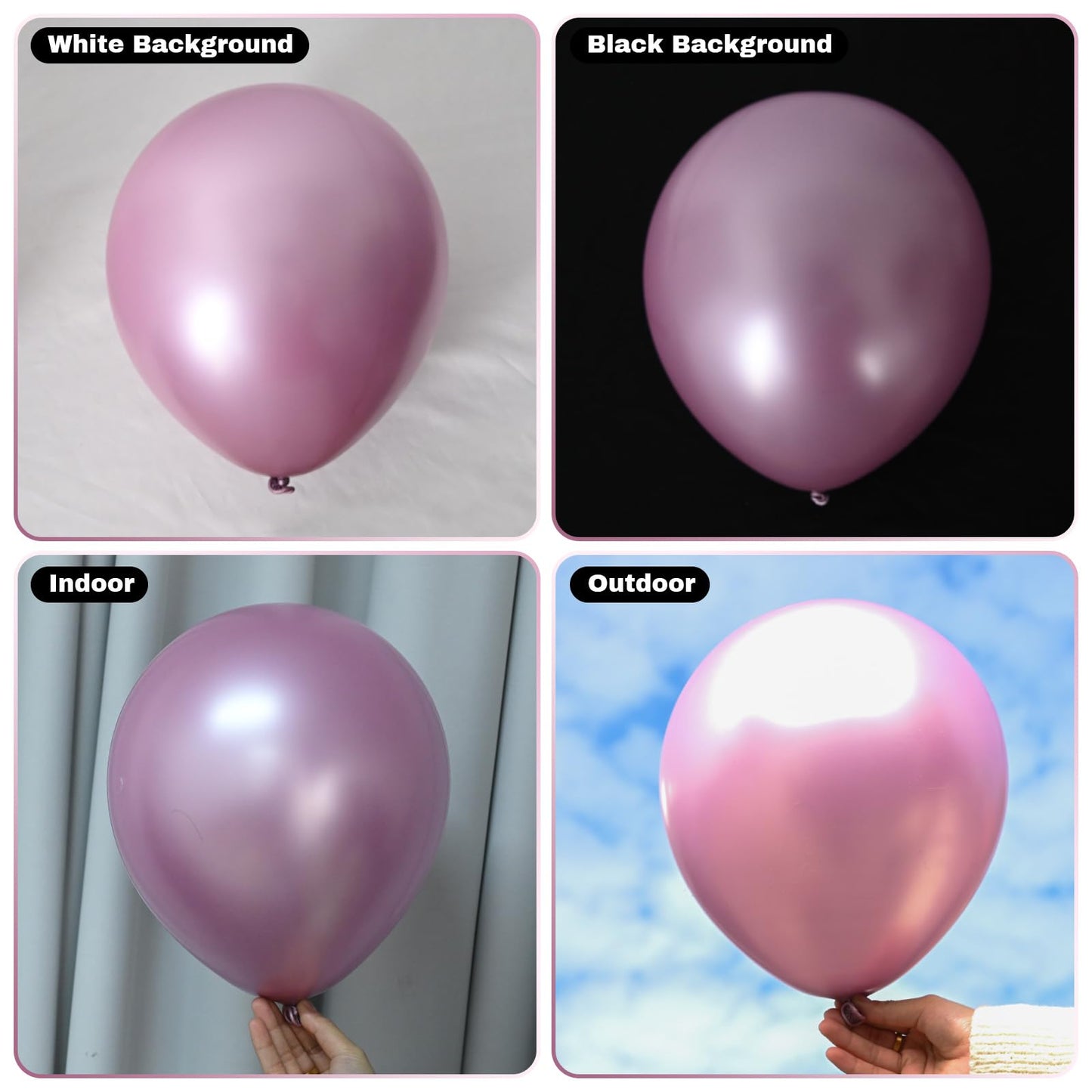 Jobkoo Metallic Pink Balloons, 12Inch Chrome Light Pink Balloons 30Pcs Light Purple Metallic Party Balloons Shiny Baby Pink Chro