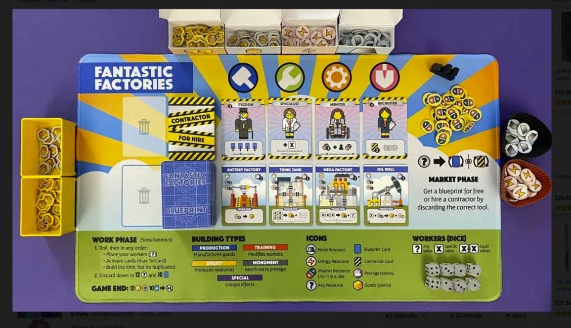 Deep Water Games Fantastic Factories The Board Game: Playmat
