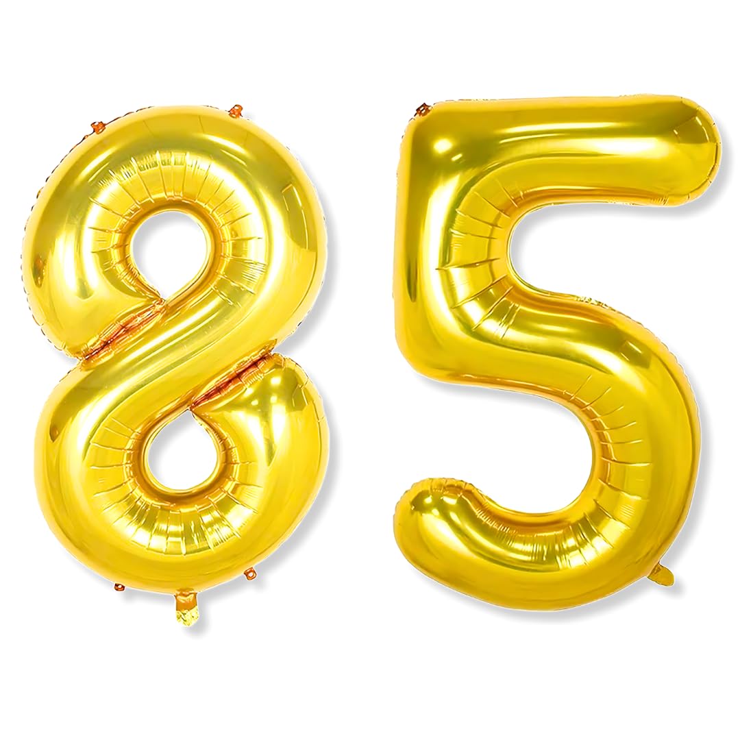 Flyloons 85 number Golden Foil Balloon 16 inch Size Birthday Decoration Items Pack of 2 | 85th Year Balloons | Eighty Five