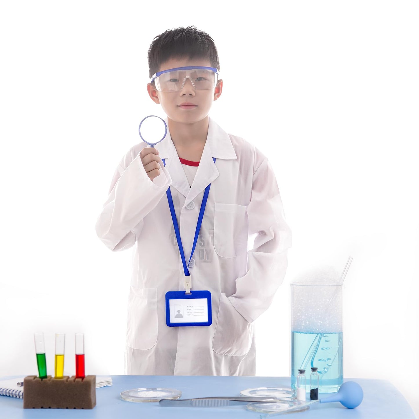 Mifengda Doctor Scientist Costume Kids Lab Coat Costume And Goggles For Kids Children Scientist Doctor Costume Dress Up Kit With Goggles Id Card Magnifying Glass For Kids Halloween Costume Role Play
