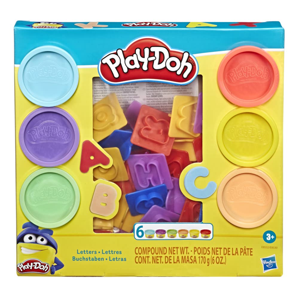 Play-Doh Fundamentals Letters with 26 Letter Stamper Tools and 6 Colors of Play-Doh