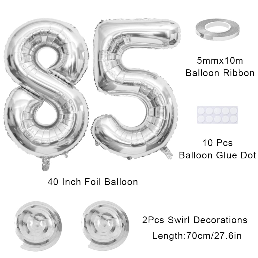 Maigendoo Jumbo 85 Number Balloon 40 Inch Large Digit Balloons Huge Helium Balloon Foil Mylar Balloon With Swirl Decorations For