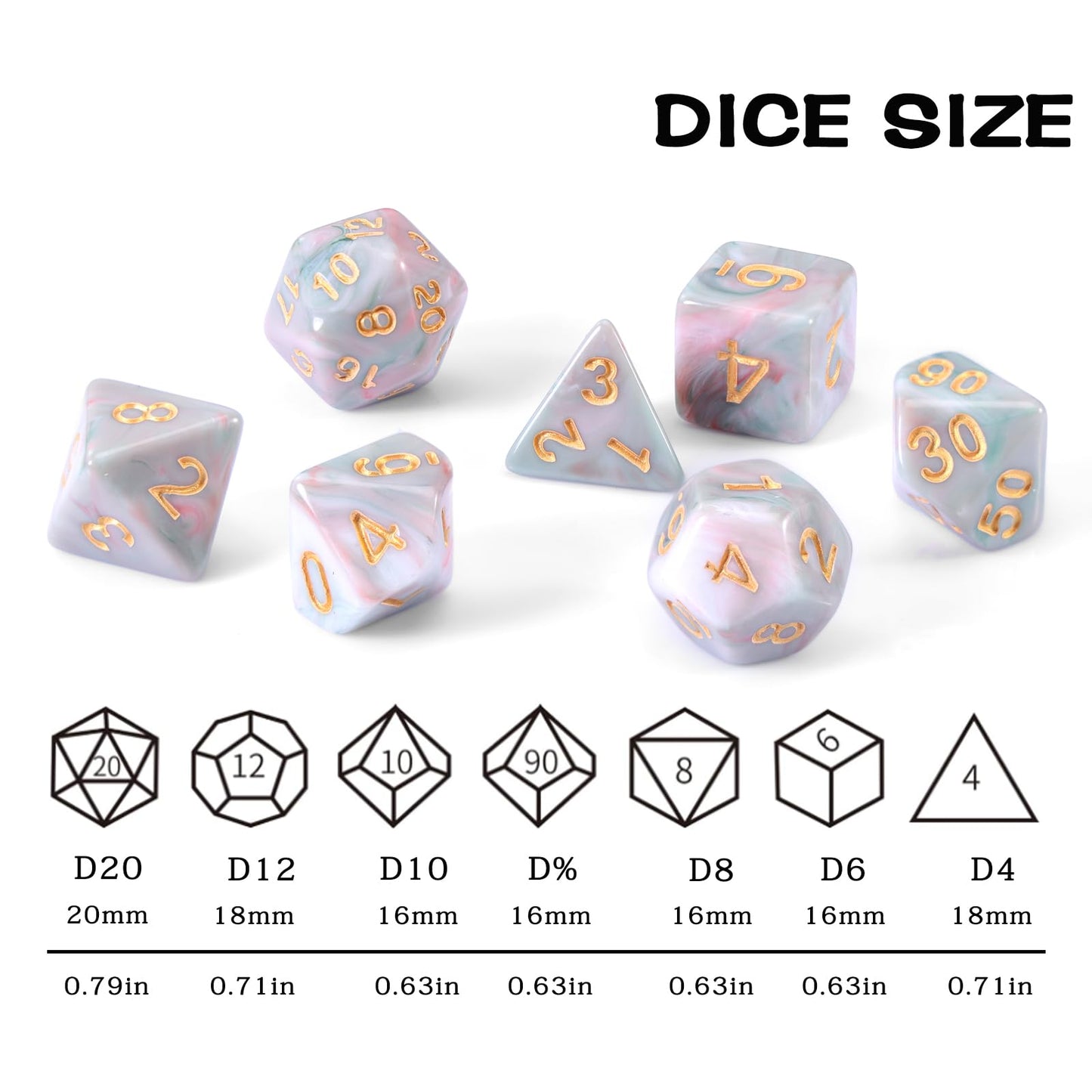 Role Playing Dice Set - 16mm Polyhedral DND Dice in Mixed Colors (Red, Dark Green, Light Green) - Perfect for Dungeons and Drago