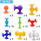 Dapam 58 Piece Suction Fun Sticky Toy Set with Storage Bin, BPA Free Silicone, Stimulating Sensory Travel Bathtub Window Toys fo