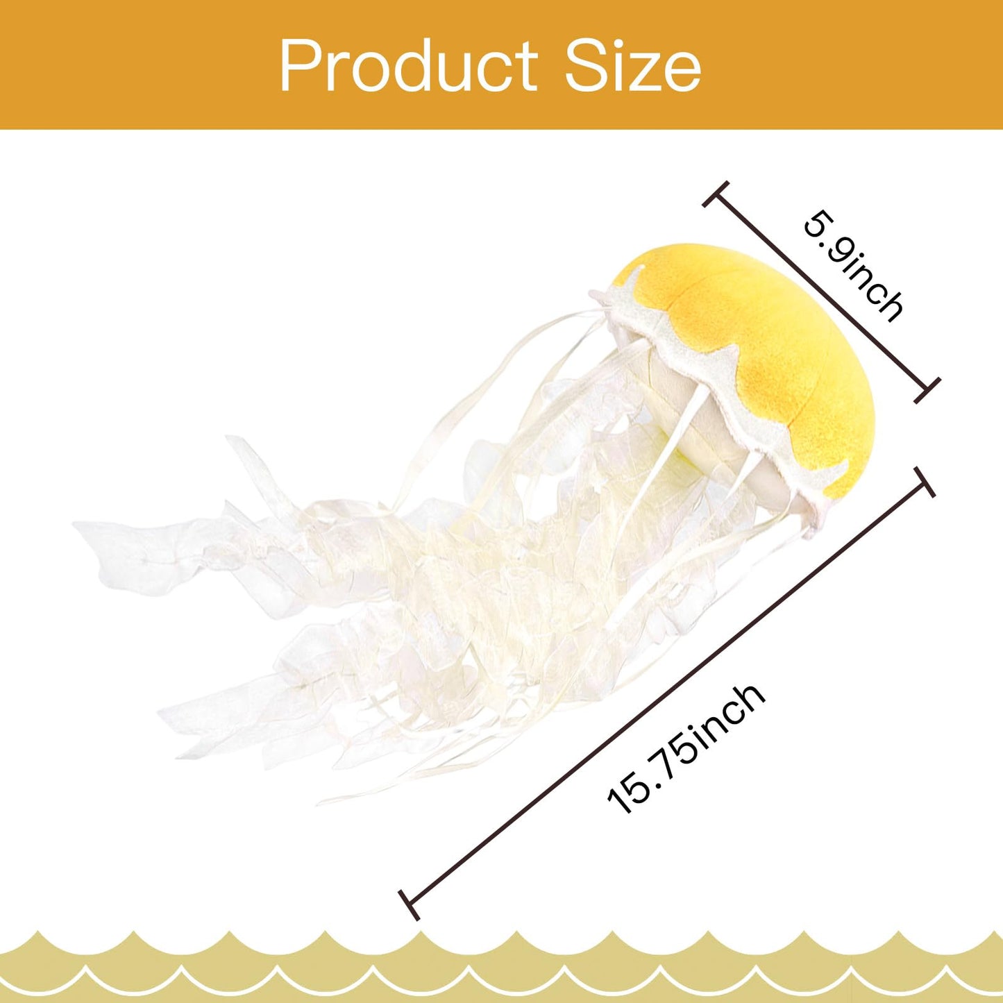 Double Bread Jellyfish Plush Toy - Cute Yellow Stuffed Animal for Room Decor, Birthday Gift, Model t-3