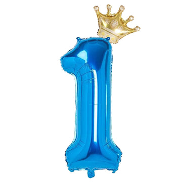 1 Number Balloon Purple 40 Inch Big Foil Crown Helium 1St Balloons For 1 Year Old Boy Girl Birthday Party Decorations Wedding An