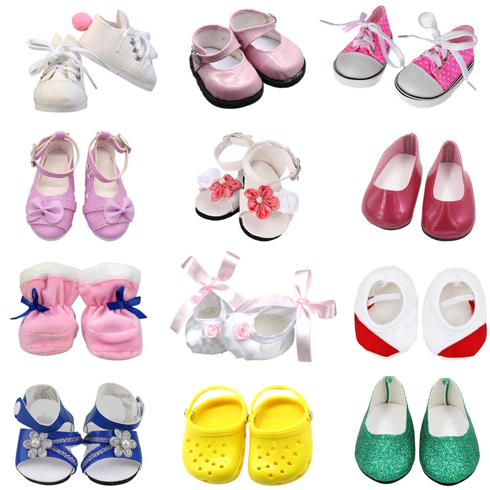Sotogo 12 Pairs Of 18 Inch Doll Shoes Fits For American 18 Inch Doll Include Sandals Leather Shoes Ballet Shoes