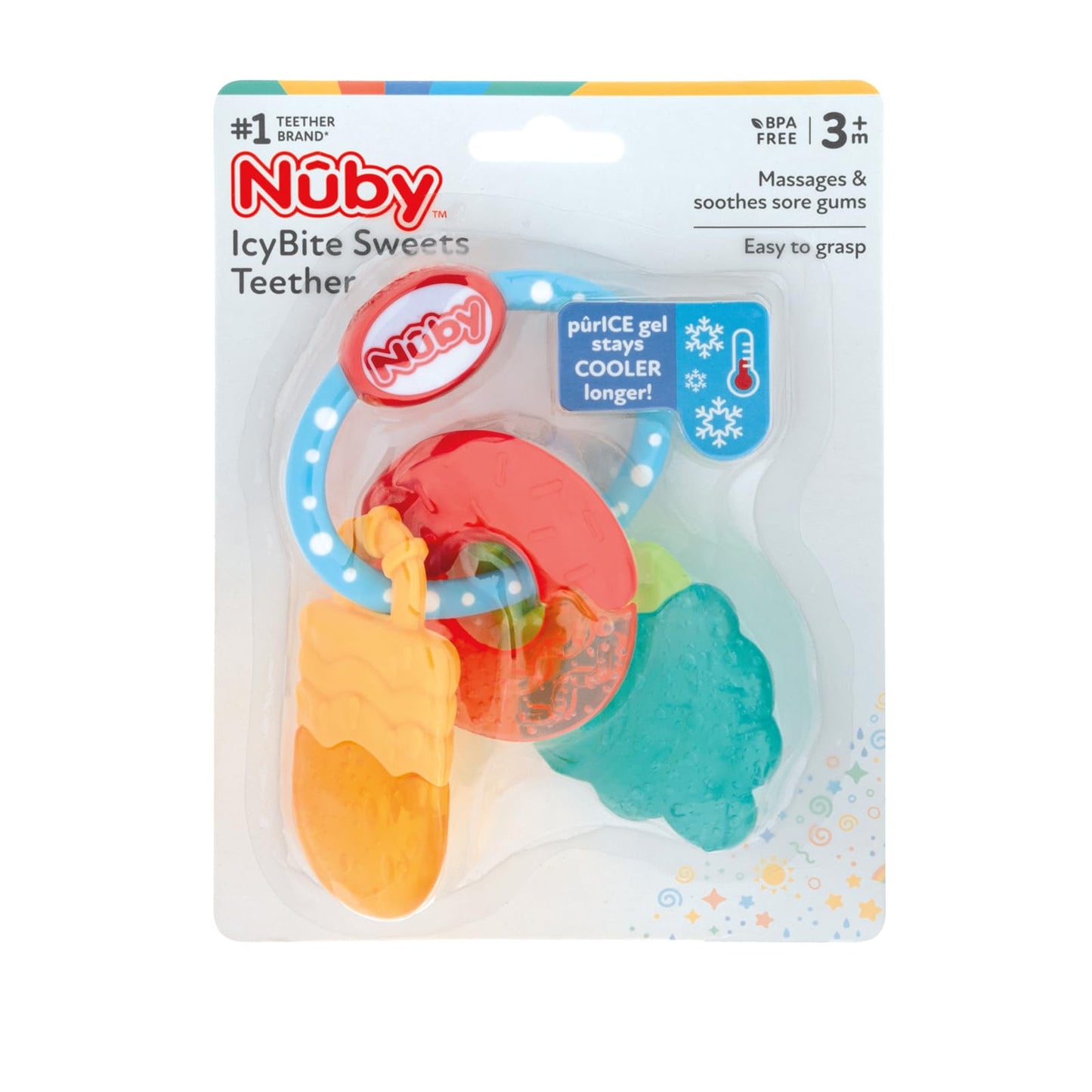 Nuby IcyBite Popsicle, Donut and Ice Cream Teether Ring - 3+ Months, Neutral