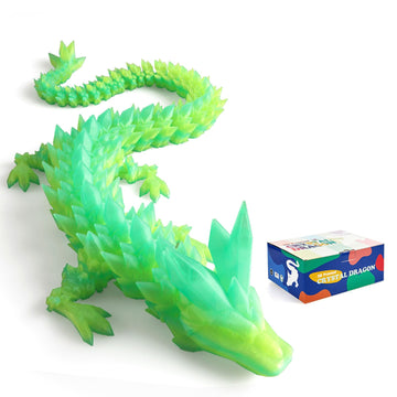 Rwsefk 30 In 3D Printed Dragon, 30Inch Dragon,3D Dragon Toy,Large Dragon Present,Ariculated Crystal Dragon(Gradient Bamboo Green