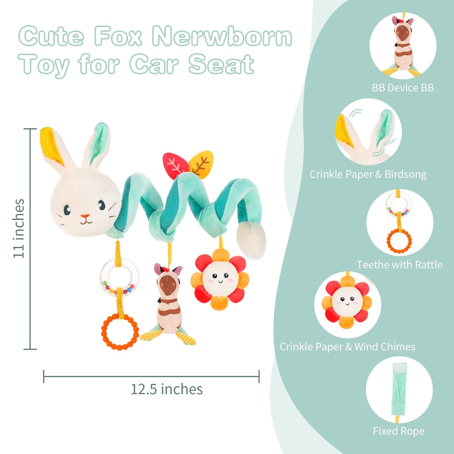 Fati Car Seat Toys Baby Toys For 0-6 Months, Newborn Toys Infant Toys 0-3 Months, Stroller Toys For Baby Crib Carseat, Sensory T