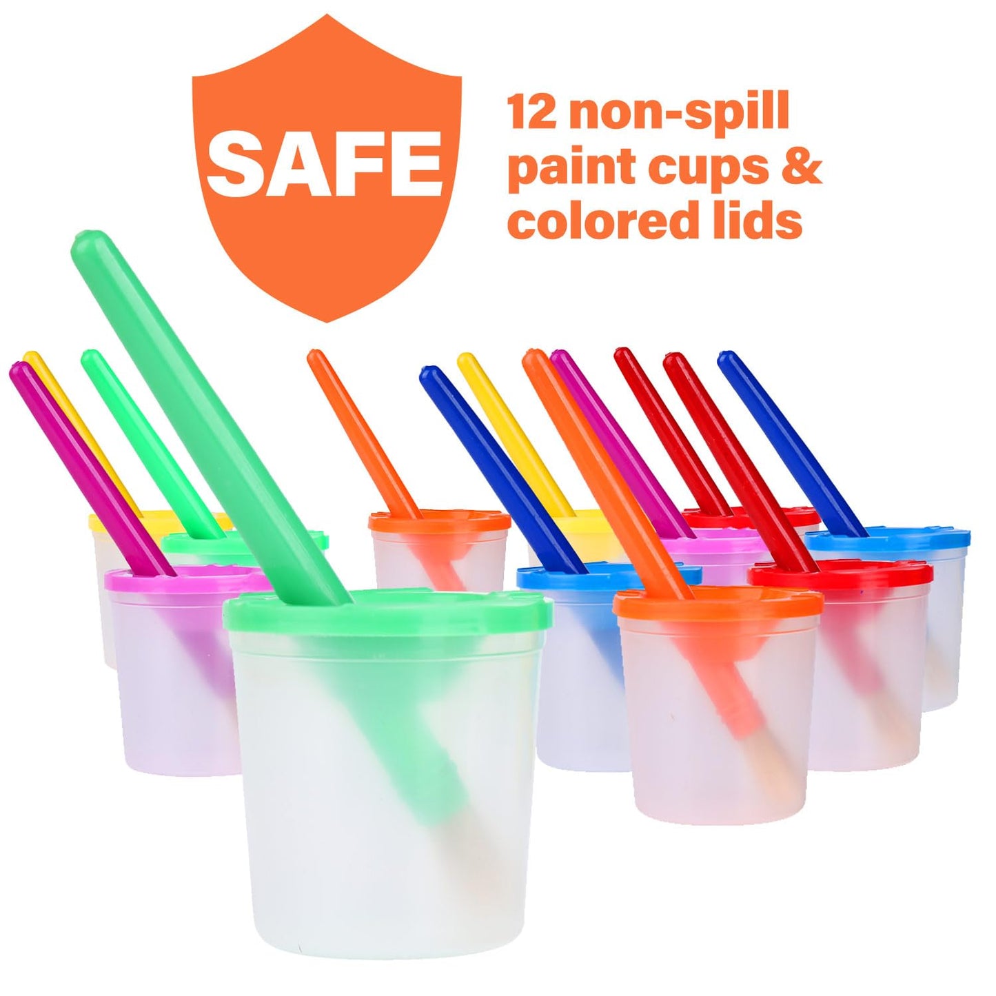 J MARK 43 Piece Toddler Painting Set - Spill Proof Paint Cups for Kids, Washable Kids Paint, Painting Tools, Kids and Toddler Pa