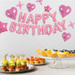 Toniful 35Pcs Light Pink Happy Birthday Decorations 16 Inch Happy Birthday Balloon Banner With Star Balloons Mylar Foil Birthday