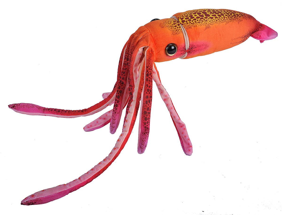 Wild Republic Print Squid Plush, Stuffed Animal, Plush Toy, Gifts For Kids, Orange, 22 Inches