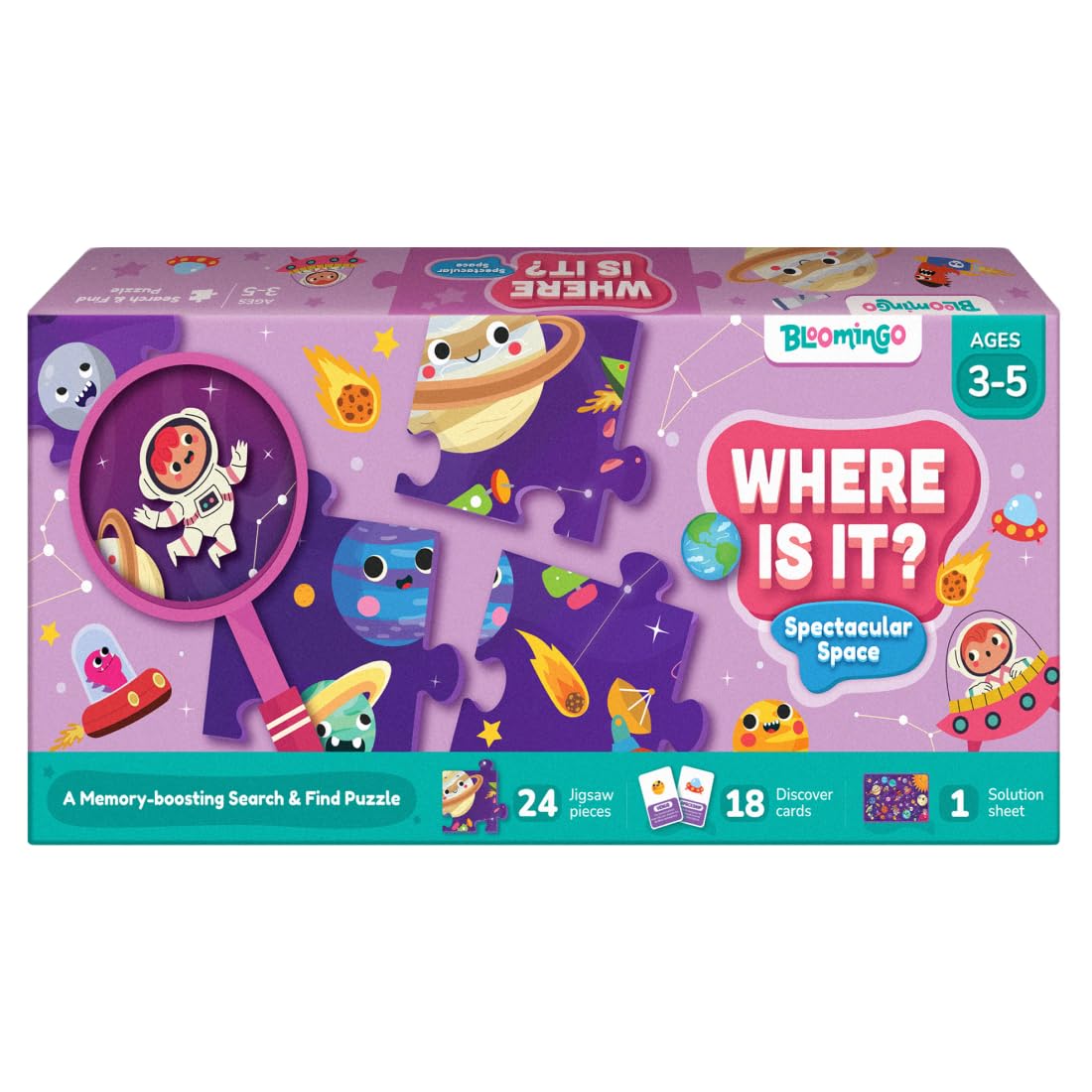 Bloomingo Where Is It? - Spectacular Space : Engaging Space Search Game For Kids | Develops Observation, Focus & Memory | 48-Pie