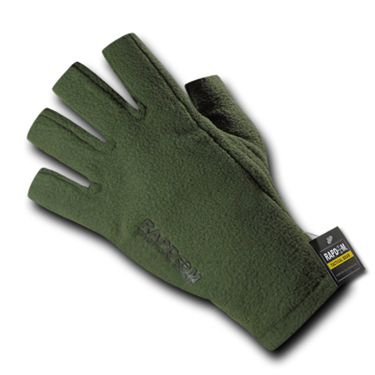 Rapdom Tactical Polar Fleece Half Finger Gloves, Black, Large