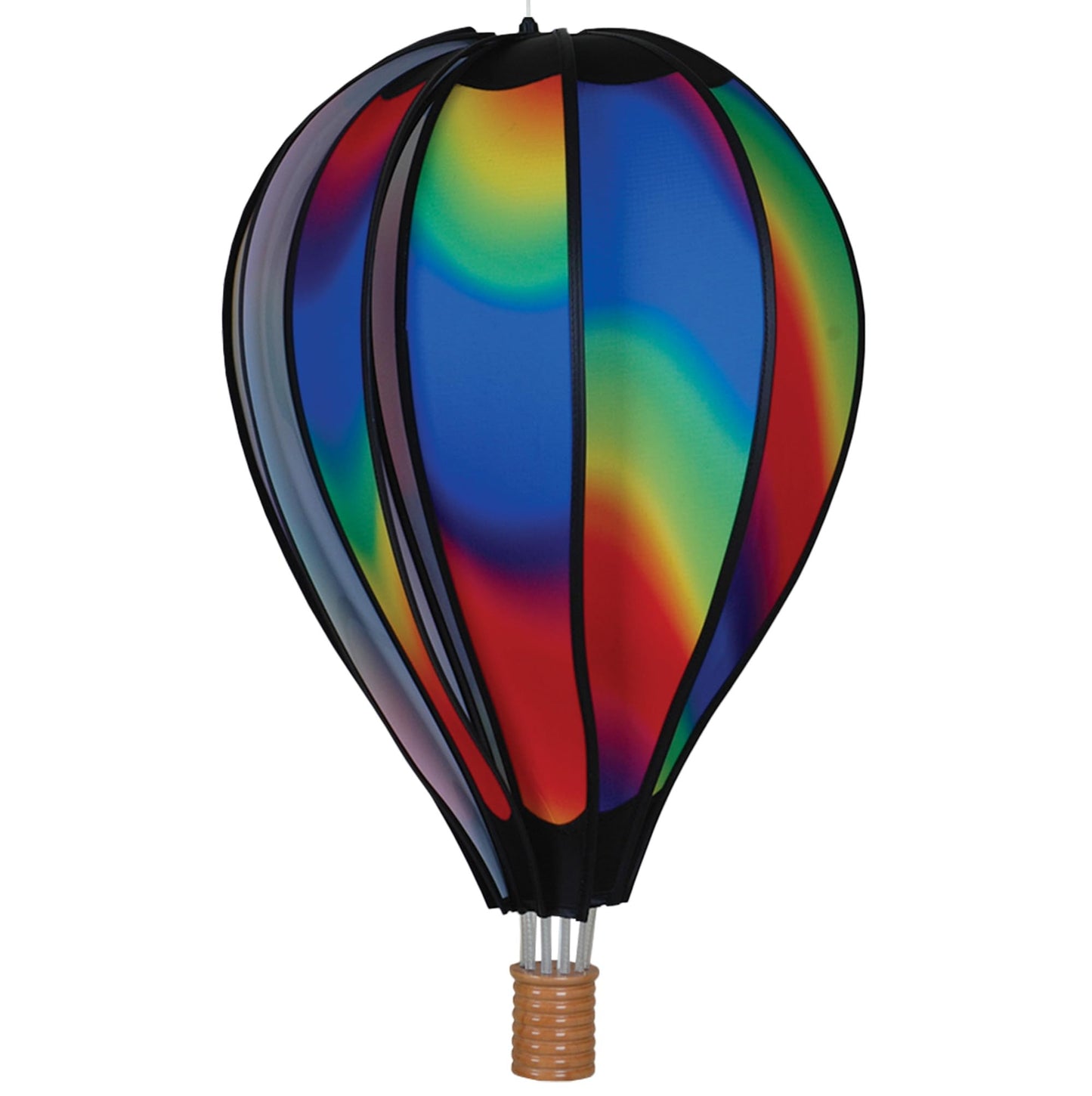 Hot Air Balloon Hanging Garden Spinner 22' - Vibrant Wavy Gradient Design, Weather-Resistant Outdoor Decor, Durable & Lightweight For Patios, Yards, And Gardens - Eye-Catching Wind Spinner
