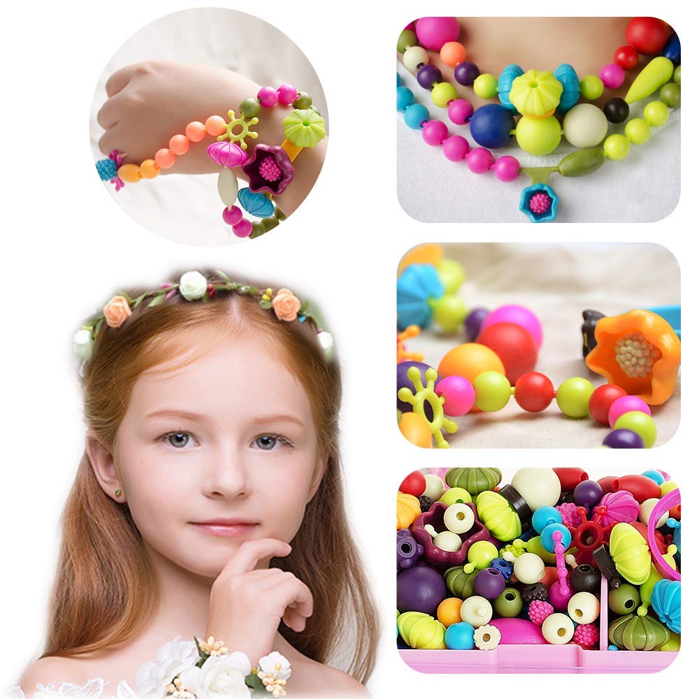 GILI Pop Beads - Jewelry Making Kit for 3 4 5 6 7 8 Year Old Little Girls - Arts and Crafts Toys for Kids Age 4yr-8yr - Necklace