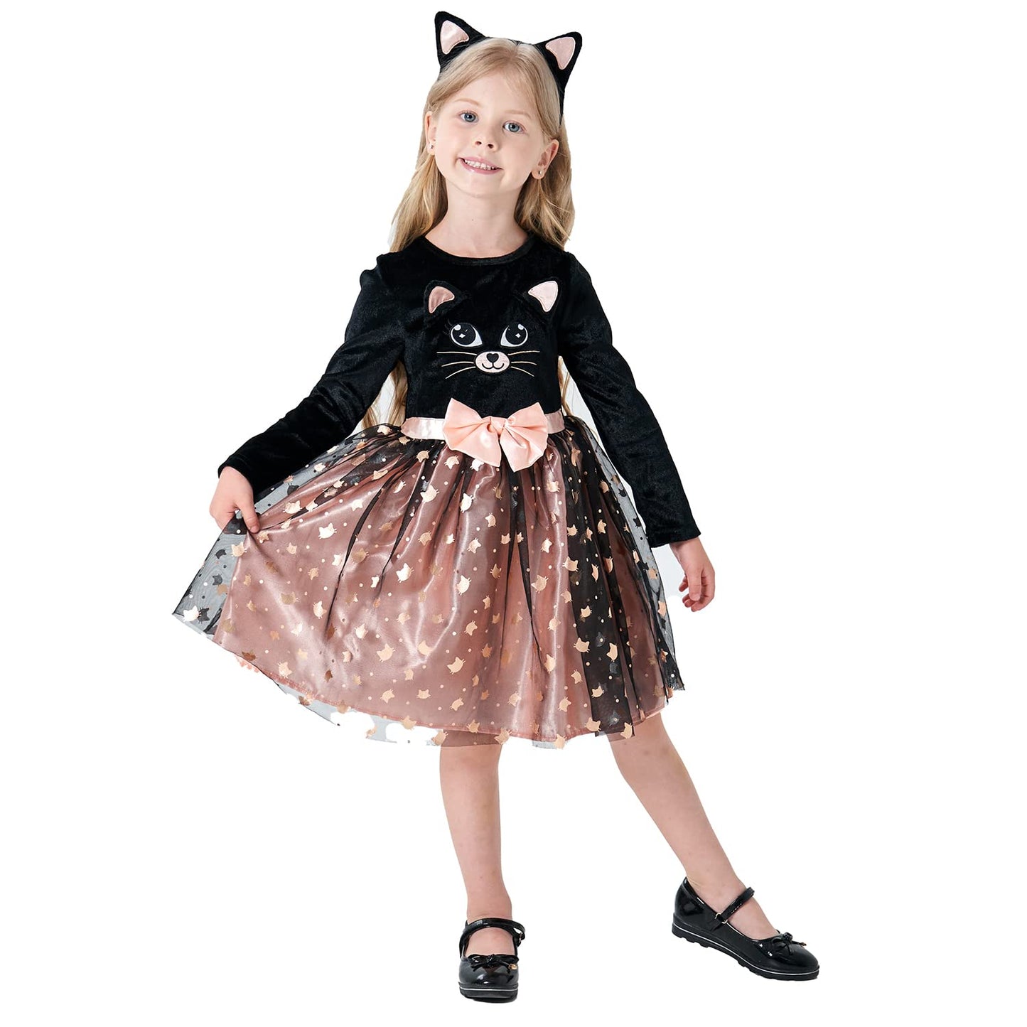 Wizland Cute Cat Costumes for girls Girls Dress Child kids Cat Role Play Costume for Halloween Dress Up Party and Roleplay Cosplay. Toddler 2-3