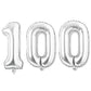 Flyloons 100 Number Silver Foil Balloon 16 inch Size Birthday Decoration Items Pack of 3 | 100th Year Balloons | One Hundred