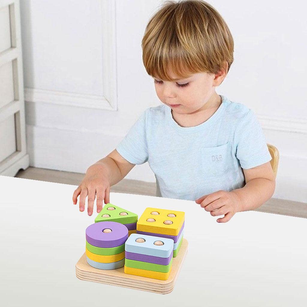 Bnf Wooden Shape Matching Stacking Toys Blocks Sensory Learning Toys For Kids A Baby | Toys For Baby | Developmental Baby Toys
