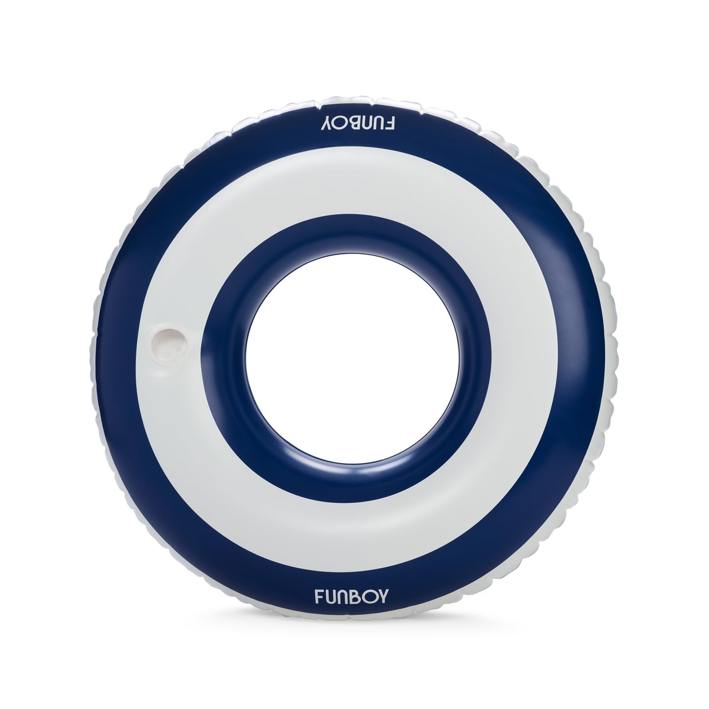 Funboy Giant Navy Blue Stripe Inflatable Tube Pool Float With Cup Holder 48'' | Large Pool Float For Adults | Inner Tube Swimmin