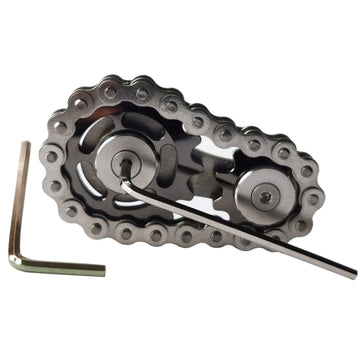 Bitopbi Sprocket Fidgets Chain Stainless Steel Fidget Cube Gears Linkage Bike Chain Novelty Fidget Block Kinetic Desk Toy Metal Edc Focus Meditation Break Bad Habits Adhd (Gunmetal)
