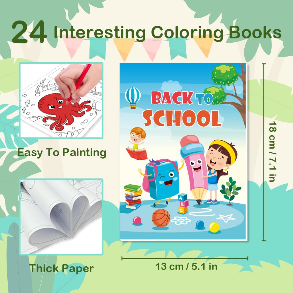Aannanl 24 Mini Coloring Books Suitable for Kids Ages 2-4 and 4-8,Small Party Gifts,Bulk Birthday Gifts,Gift Bag fillers,School