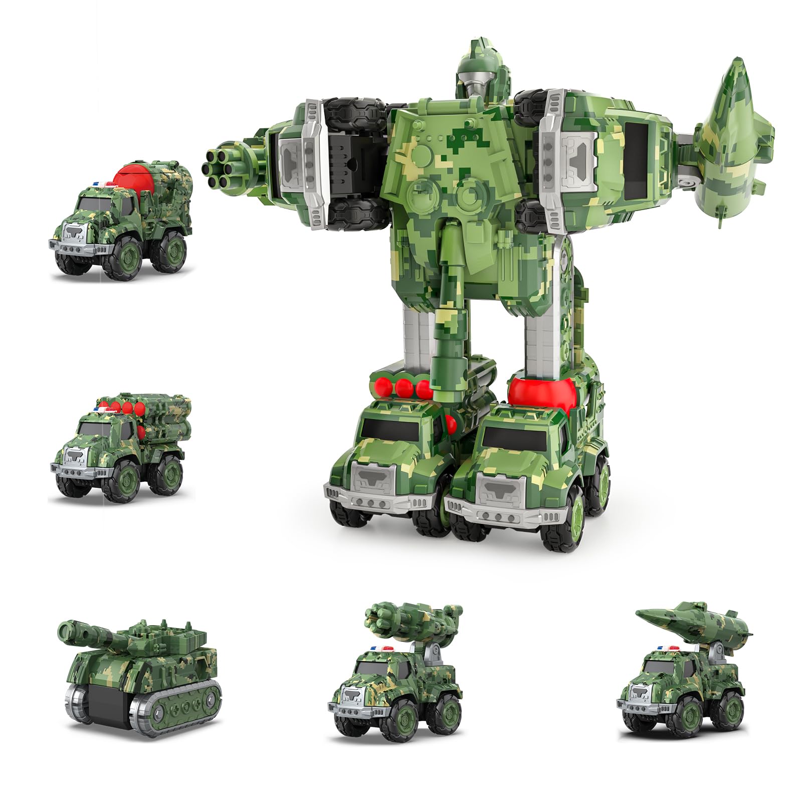 Funny Boo Transforming Robot Toys For Boys Military Team Deformation Action Figure 5 In 1 Educational Stem Toys For Toddler Chri