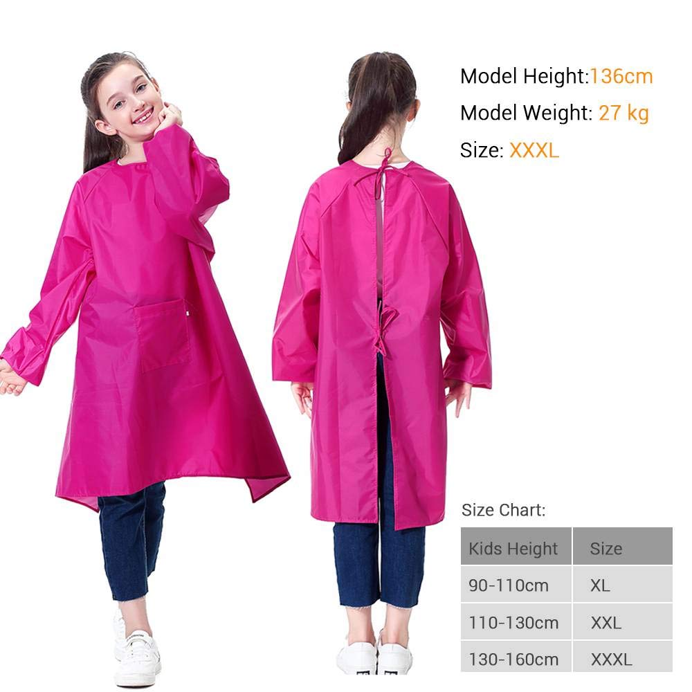 Royar beauty Kids Art Smock, Waterproof Apron with Pocket for Children, Artist Painting Aprons Smocks with Long Sleeve