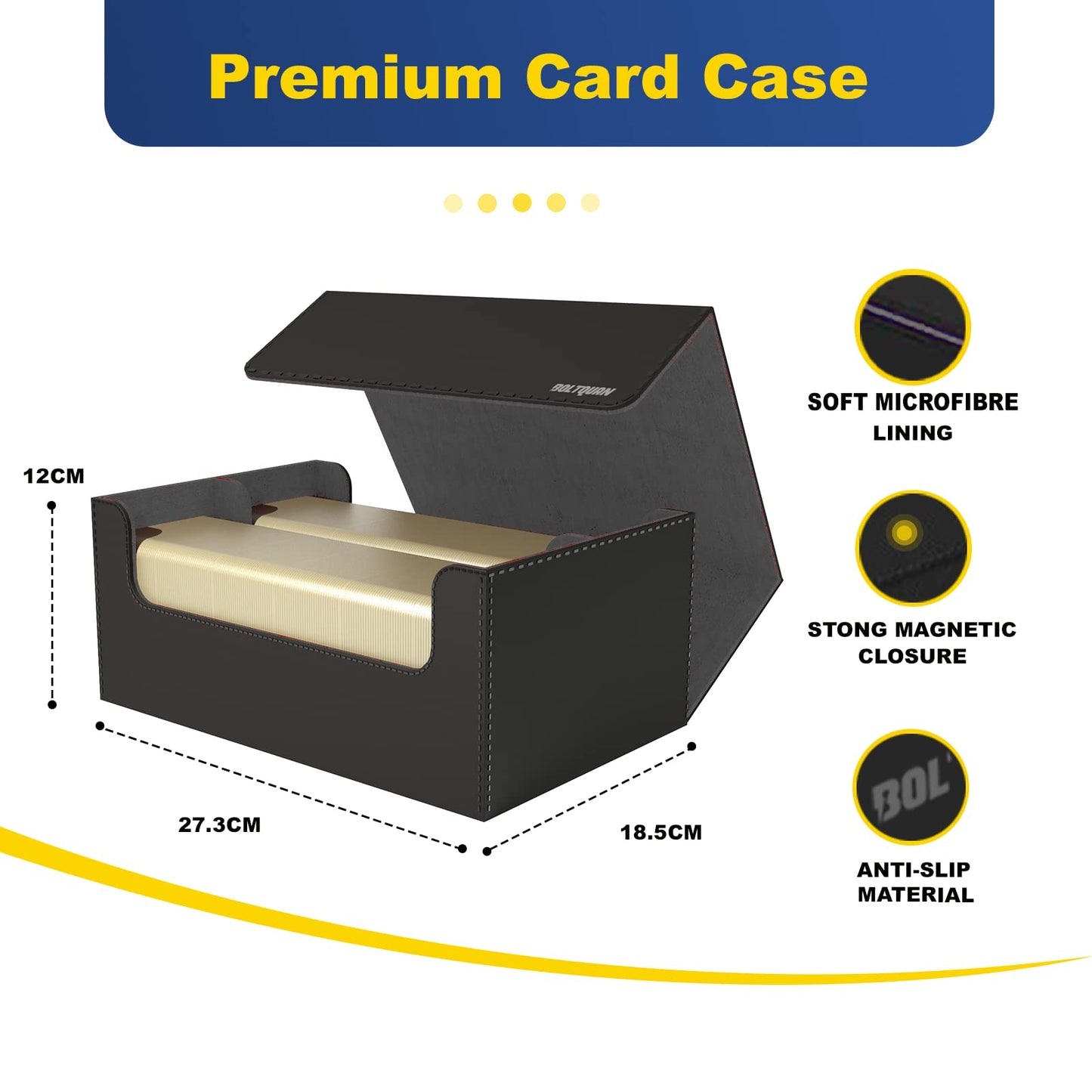 Boltquan Trading Card Game Case For Mtg, Yugioh, Pokemon And Tcg; Football And Baseball Trading Card Storage Box With Magnetic C