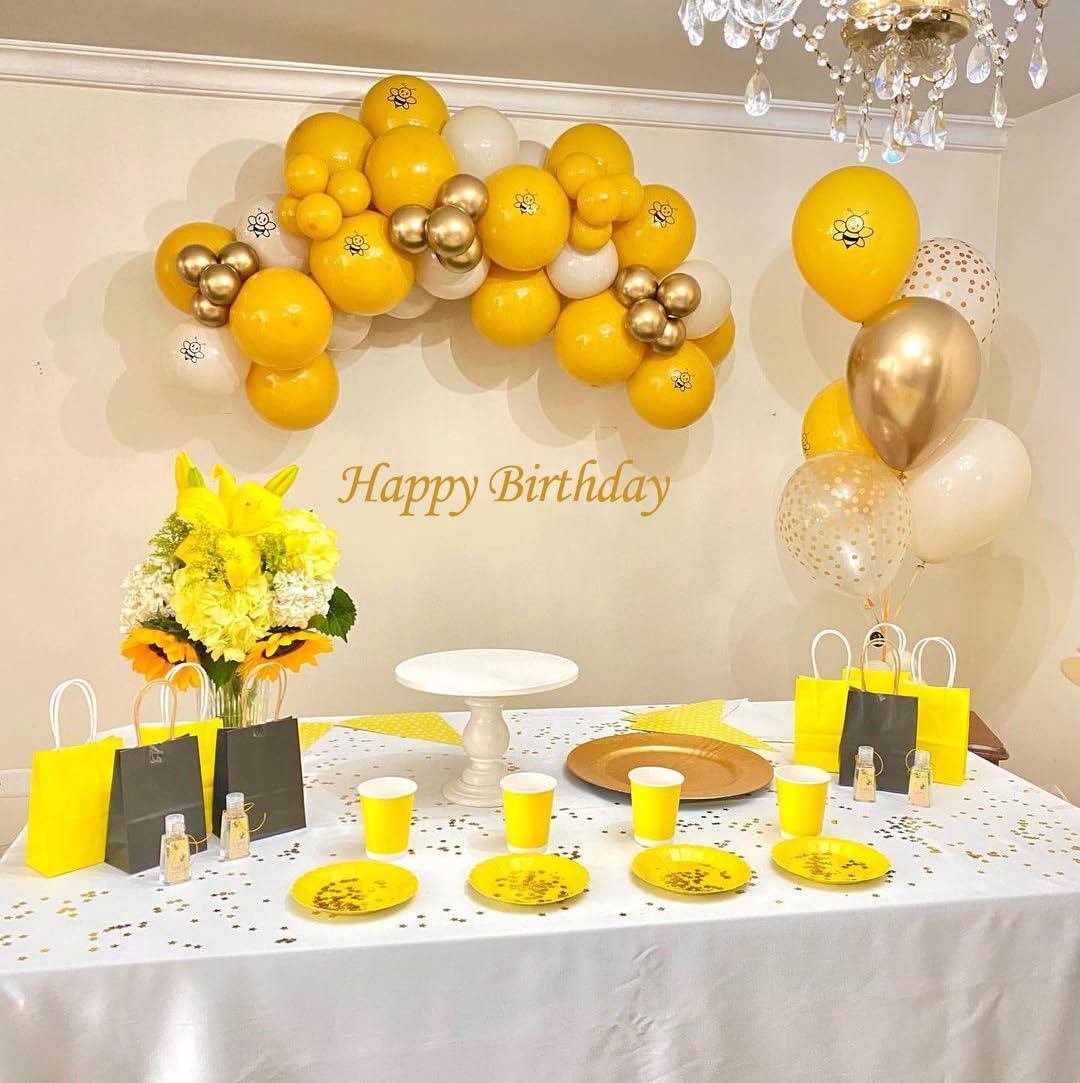 Yellow Gold Confetti Party Balloons, 50Pcs12 Inch Mustard Yellow Balloons Light Yellow Gold Latex Balloons For Birthday Wedding