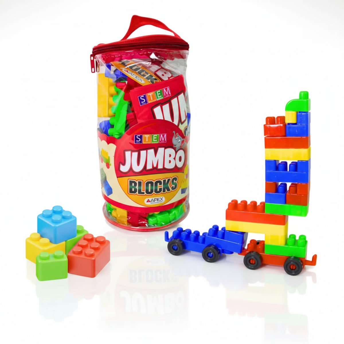 Stem Jumbo Building Blocks Set  50 Large Interlocking Bricks With Storage Bag | NonToxic Educational Toy For Toddlers | Compat