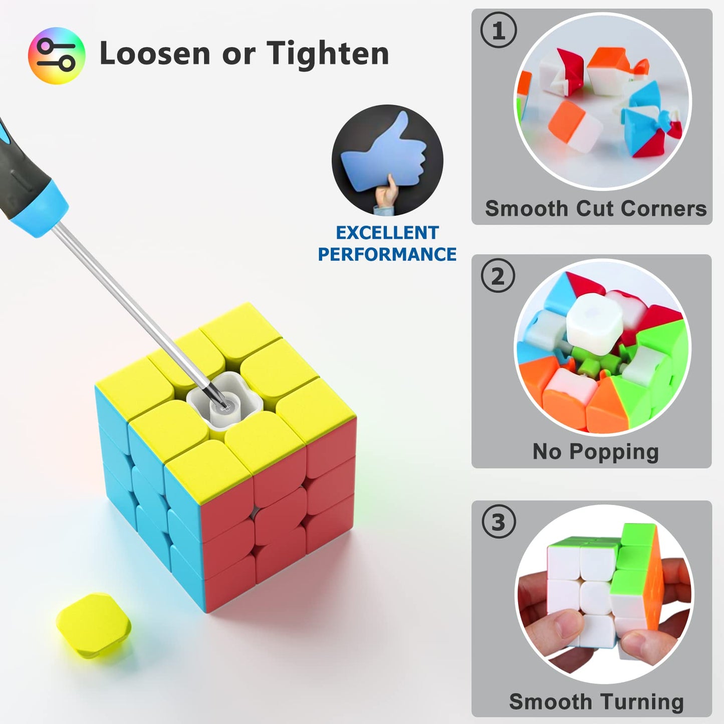 Full Size 3X3X3 Speed Cube Set, 2.2In Puzzle Party Favors Toy Stickerless Magic Cube Set, School Classroom Prize For Students, Birthday Party Stocking Stuffers Gifts For Kids Teens Adults(10 Pack)