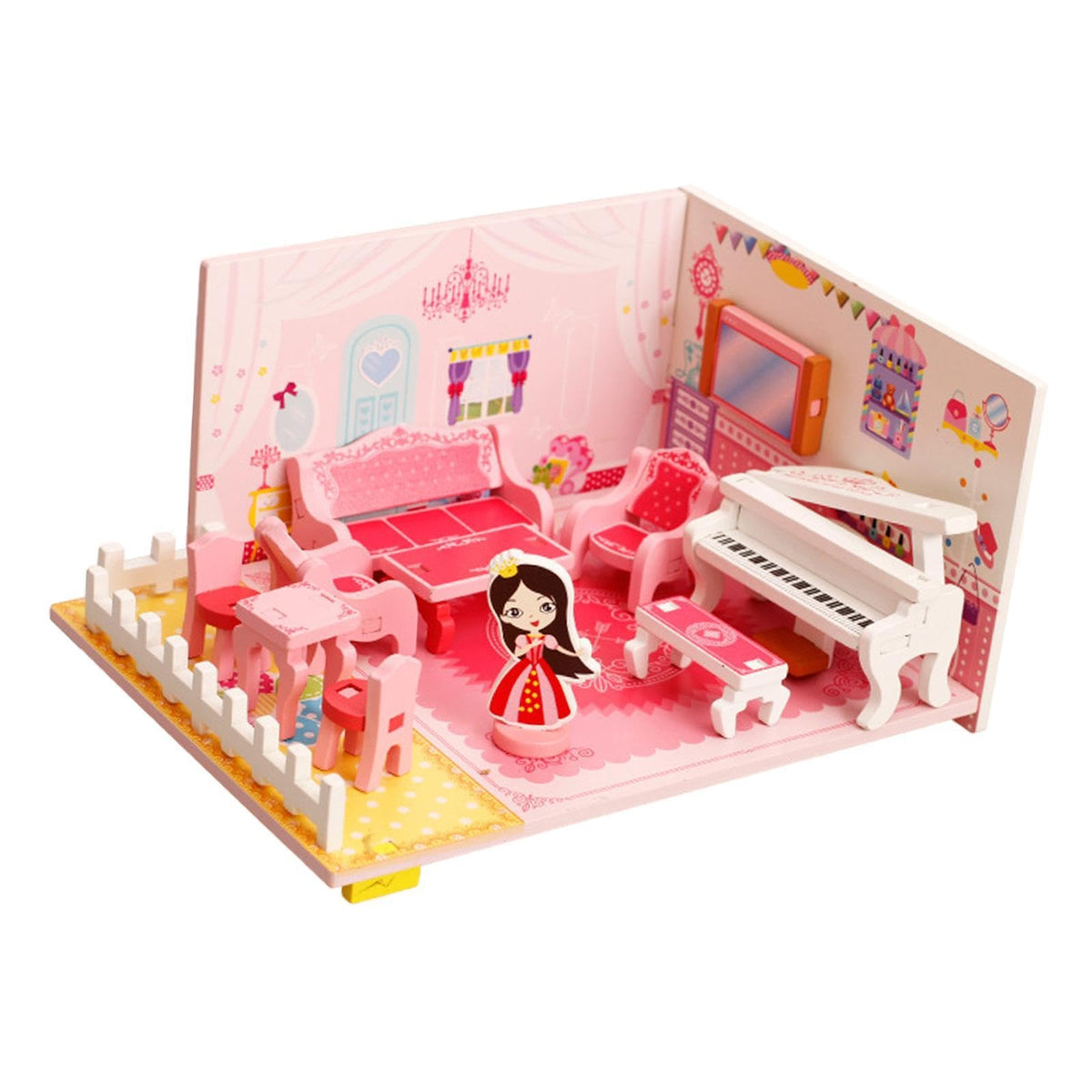 UJEAVETTE Dollhouse Miniature DIY Kit Creative Room 3D Wooden House Kit Handmade