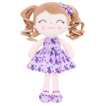 Gloveleya Baby Dolls Soft Snuggly First Baby Girl Gifts Soft Doll For Girls With Grape Printed Dress 12Inches Fruit Series