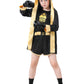 Child's 4 Pcs Boxing Champions Costume with Top, Shorts, Hooded Cape, Gloves Halloween Fancy Dress Boxer Uniform for Kids (Black