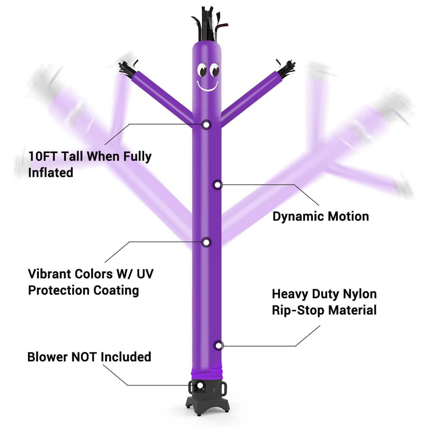 Mounto 20Ft 18Inch Fly Puppet Dancer Tube Man Fly Guy Puppet Dancer (Purple)