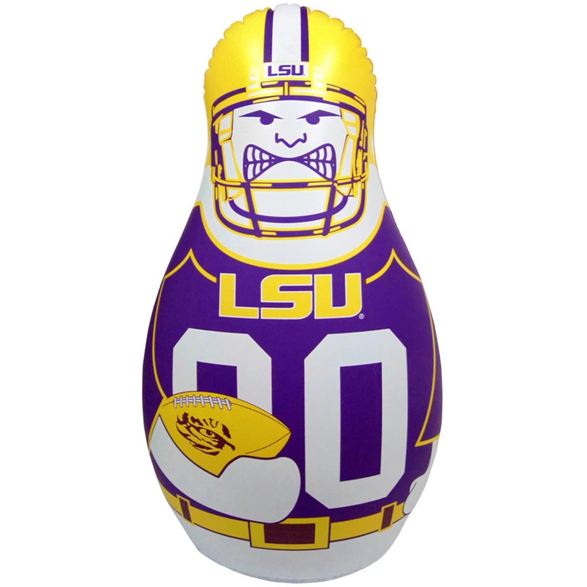 Fremont Die NCAA LSU Tigers Inflatable Tackle Buddy Punching Bag, Mini 12" Tall, Team Colors, Model 55693, Vinyl Material