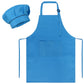 SUNLAND Kids Apron And Hat Set Children Chef Apron For Cooking Baking Painting (Blue, M)